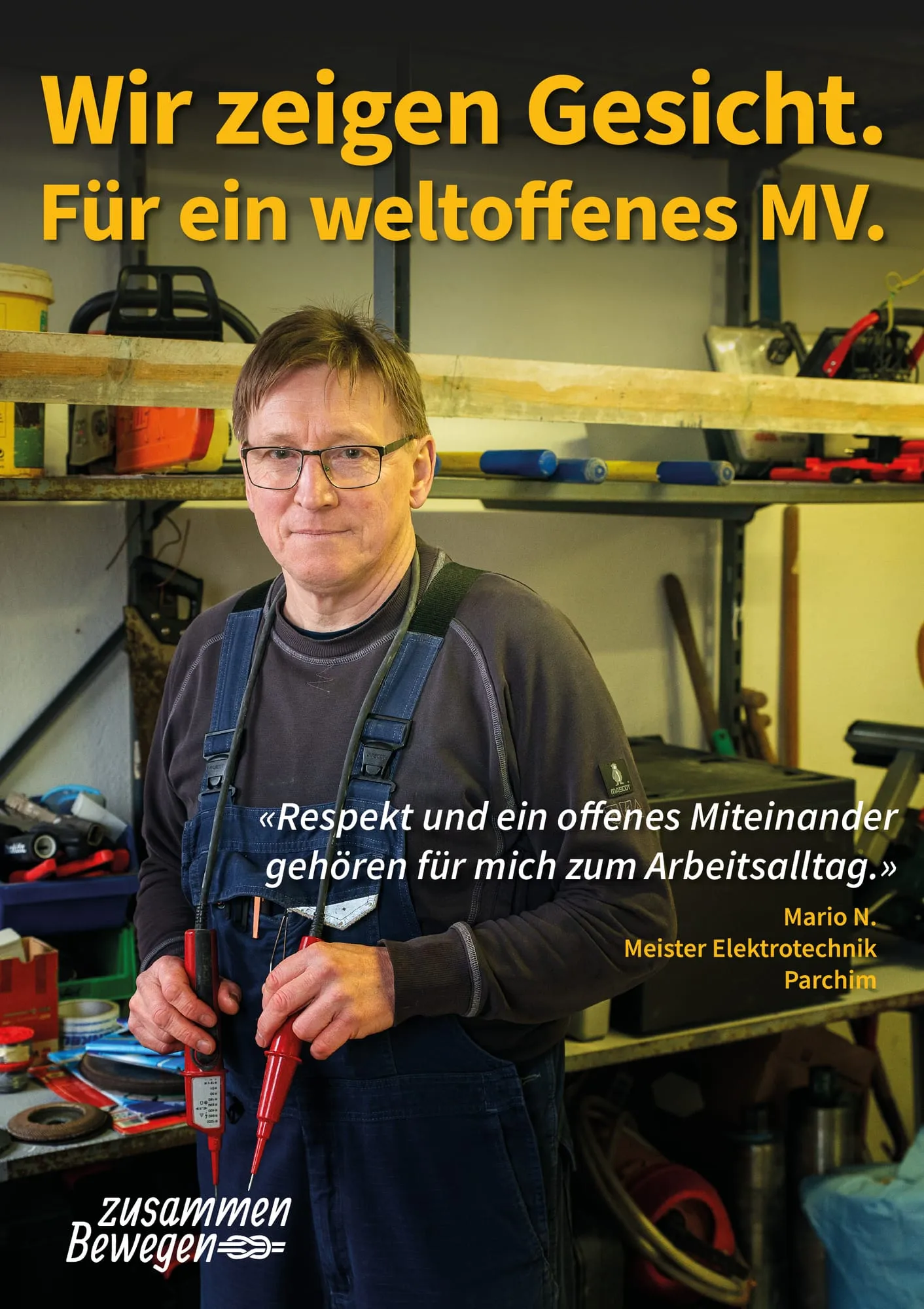 Plakat: «Respekt und ein offenes Miteinander gehören für mich zum Arbeitsalltag.» — Parchim