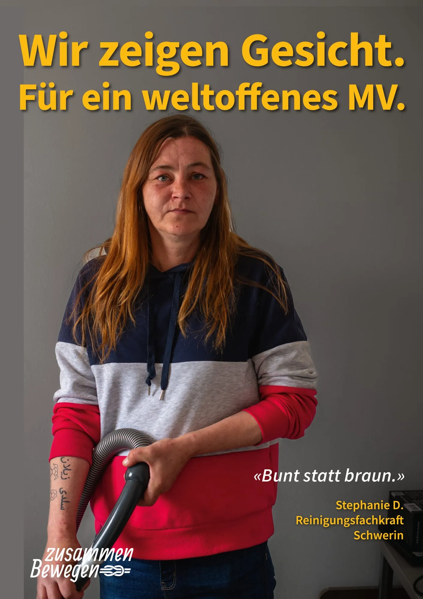 Plakat: «Bunt statt braun.» — Schwerin