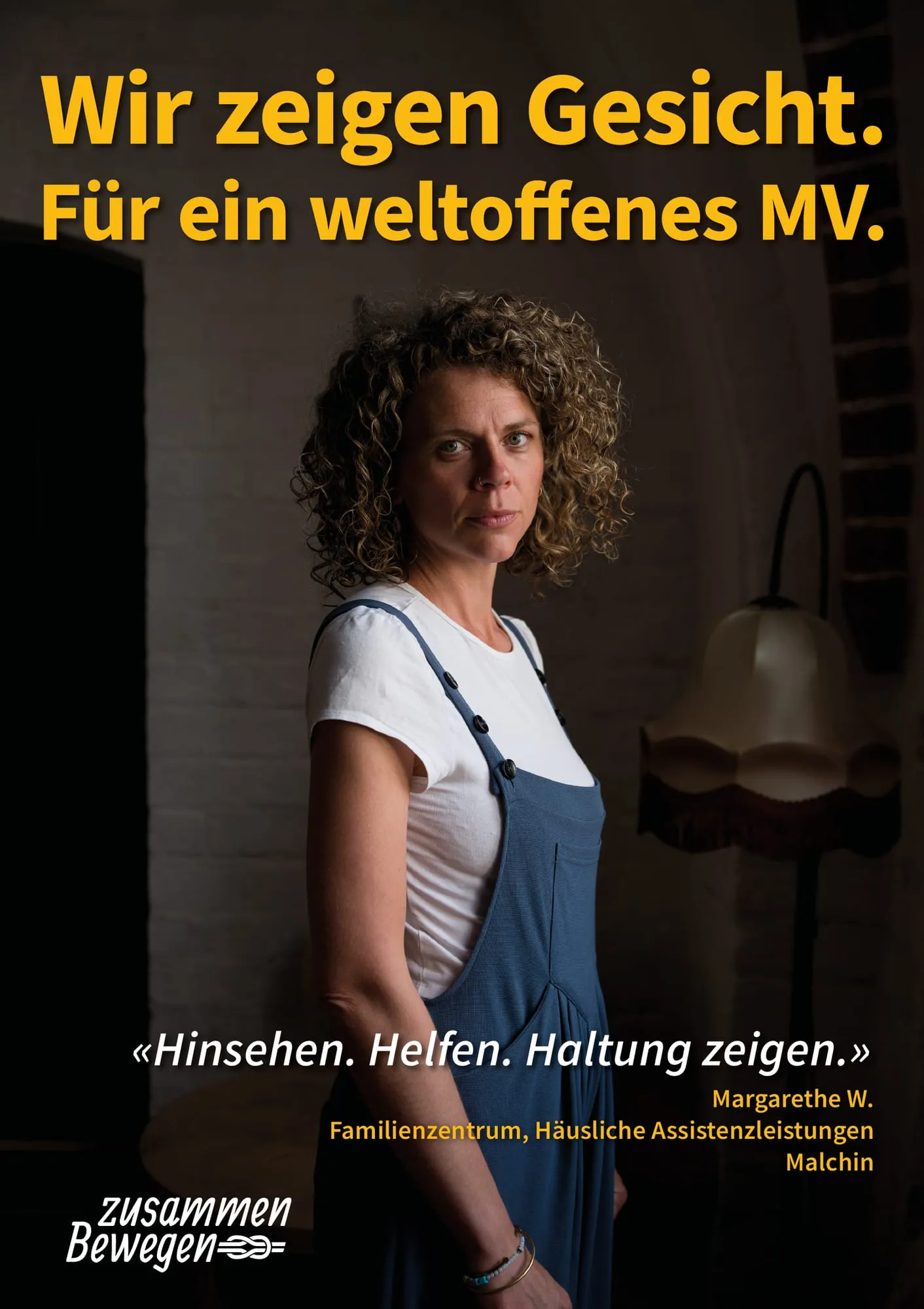 Plakat: «Hinsehen. Helfen. Haltung zeigen.» — Malchin
