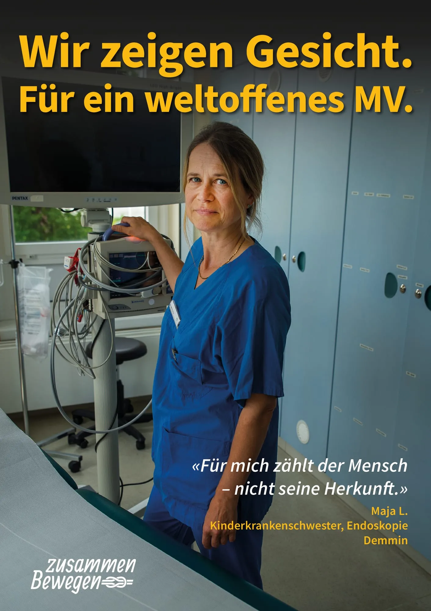 Plakat: «Für mich zählt der Mensch – nicht seine Herkunft.» — Demmin