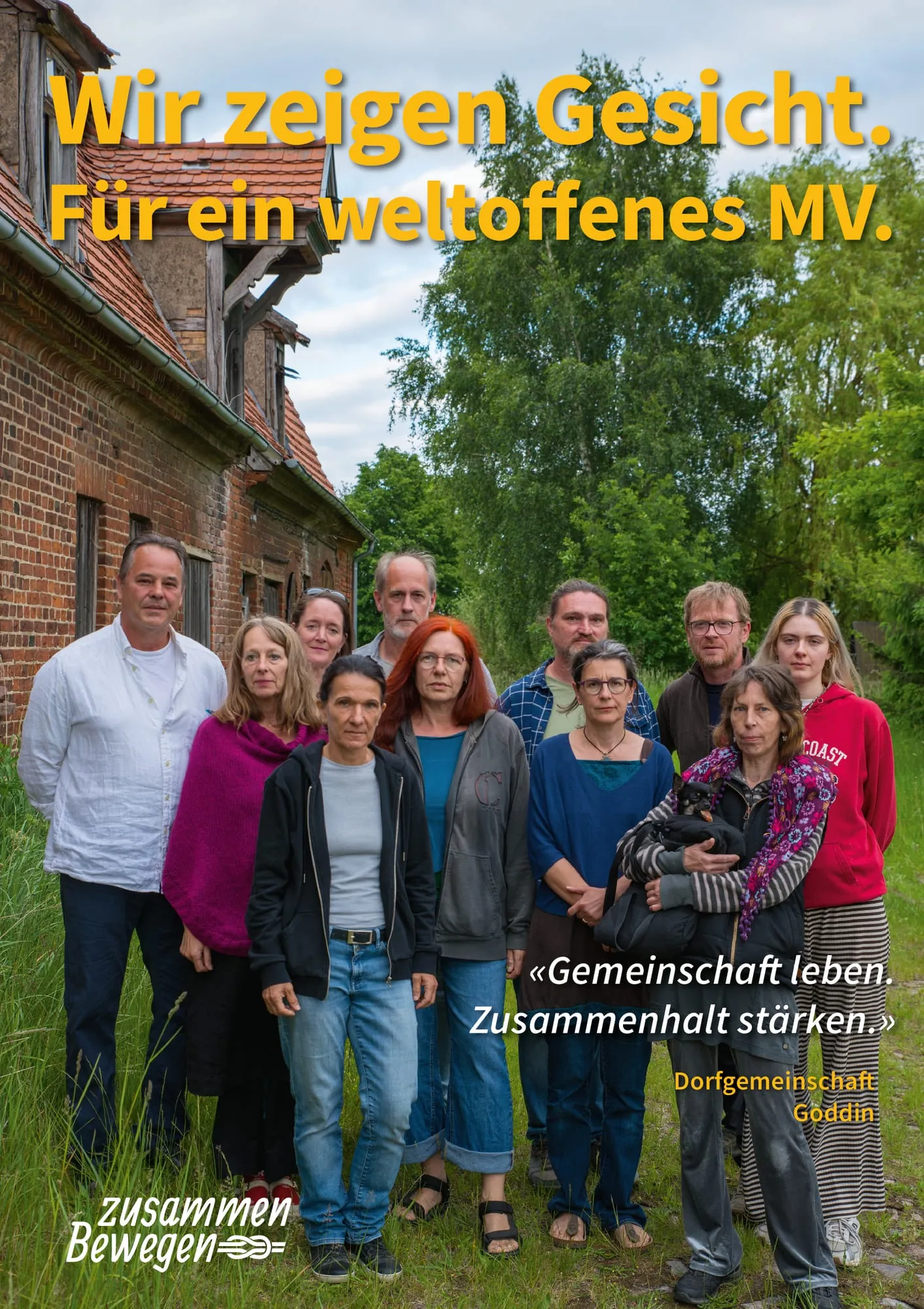 Plakat: «Gemeinschaft leben. Zusammenhalt stärken.» — Goddin